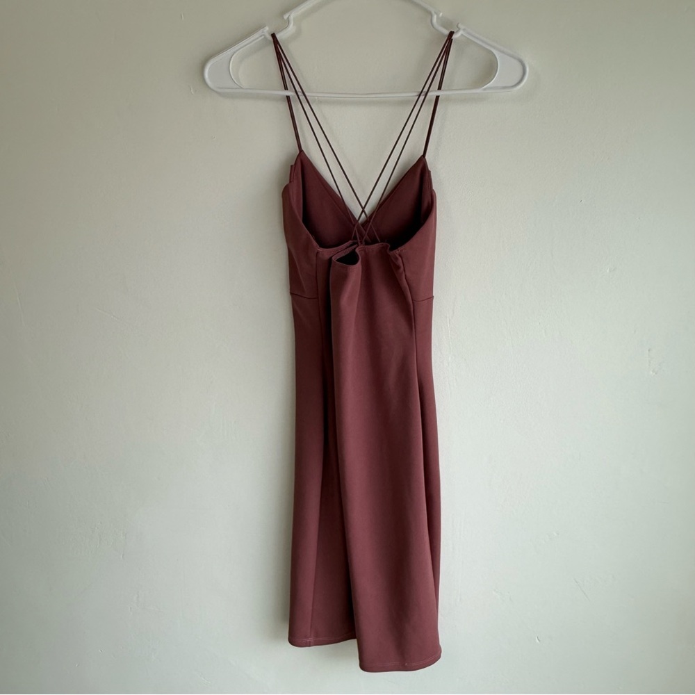 Windsor Dusty Rose Pink Fitted Strappy Back Midi Dress - Picture 2 of 7